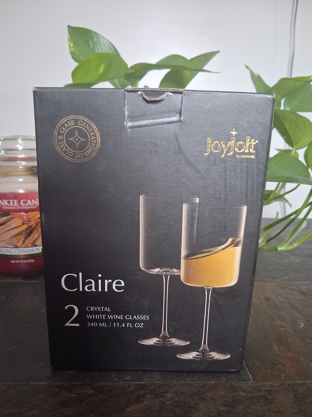 Jolt Claire Crystal White Wine Glasses - Set of 2, Clear